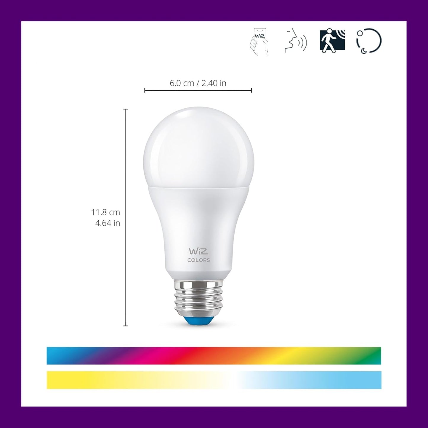 WiZ Connected Smart Light Bulbs, Sunset to Sunrise Automation + Motion Detection + Control with Voice or App, Full Color A19 60W 800LM Indoor, Matter