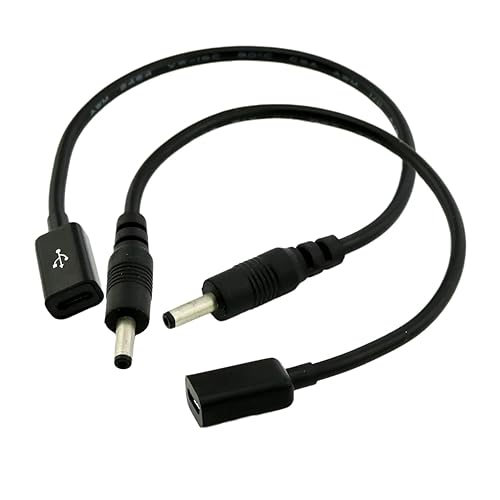UpperFu 2 Pcs DC Power 3.5mm x 1.35mm Male Plug to Micro USB Female Jack Power Adapter Cable Cord, 5V Power Adapter Cord,Solar Panel