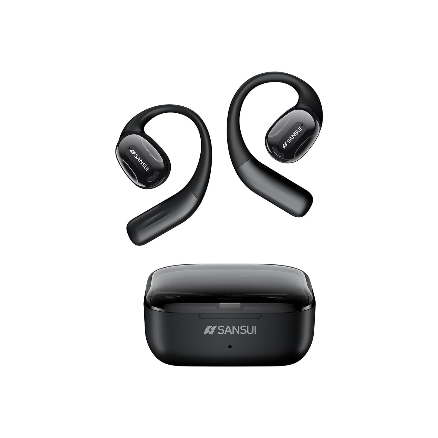 SANSUI Open Ear Headphones,Wireless Earbuds with Ergonomic Earhook,Bluetooth Headphones 5.4 with Noise Cancelling Mic,56H Playtime,IP55 Waterproof…