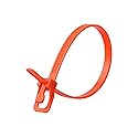RETYZ 10-Inch Orange Reusable Releasable Cable Ties - 20 Pack, 50 lb Strength, Patented Quick-Release, Tool-Free Design for Home, Office, and Light