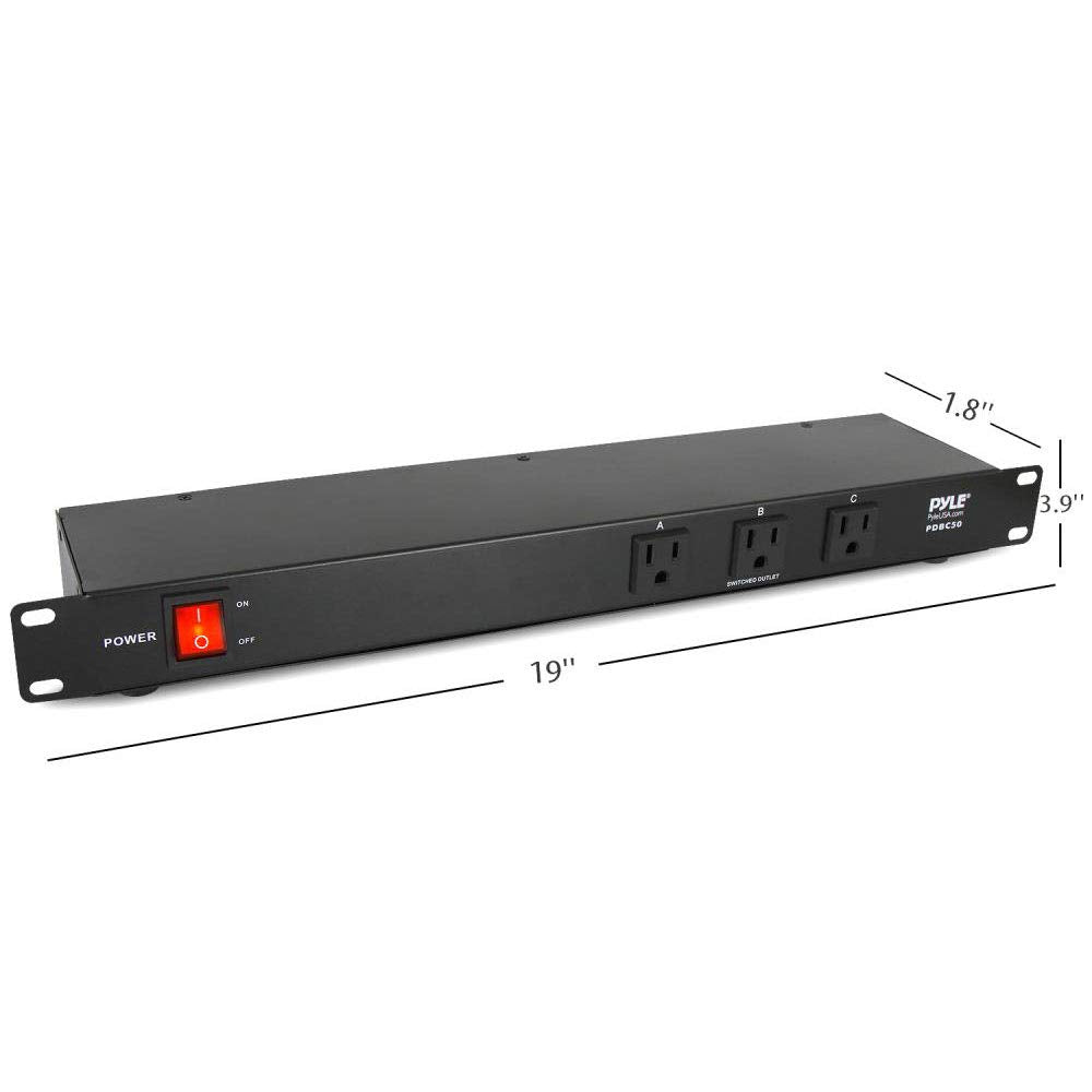 PDU Power Strip Surge Protector - 150 Joule 9 Outlet Strips Surge Protector Heavy Duty Electric Extension Cord Strip - 1U Rack Mount Protection Power