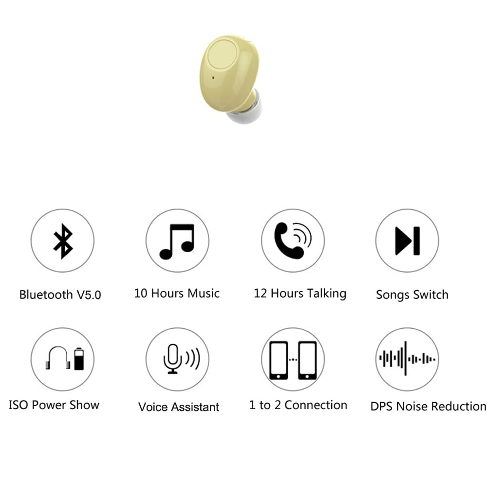 NVAHVA Single Bluetooth Earpiece10 Hrs Playtime,Wireless Headphone, Mini Headset Hands-Free Car Earphone,Cell Phone Bluetooth Earbud for iOS Android
