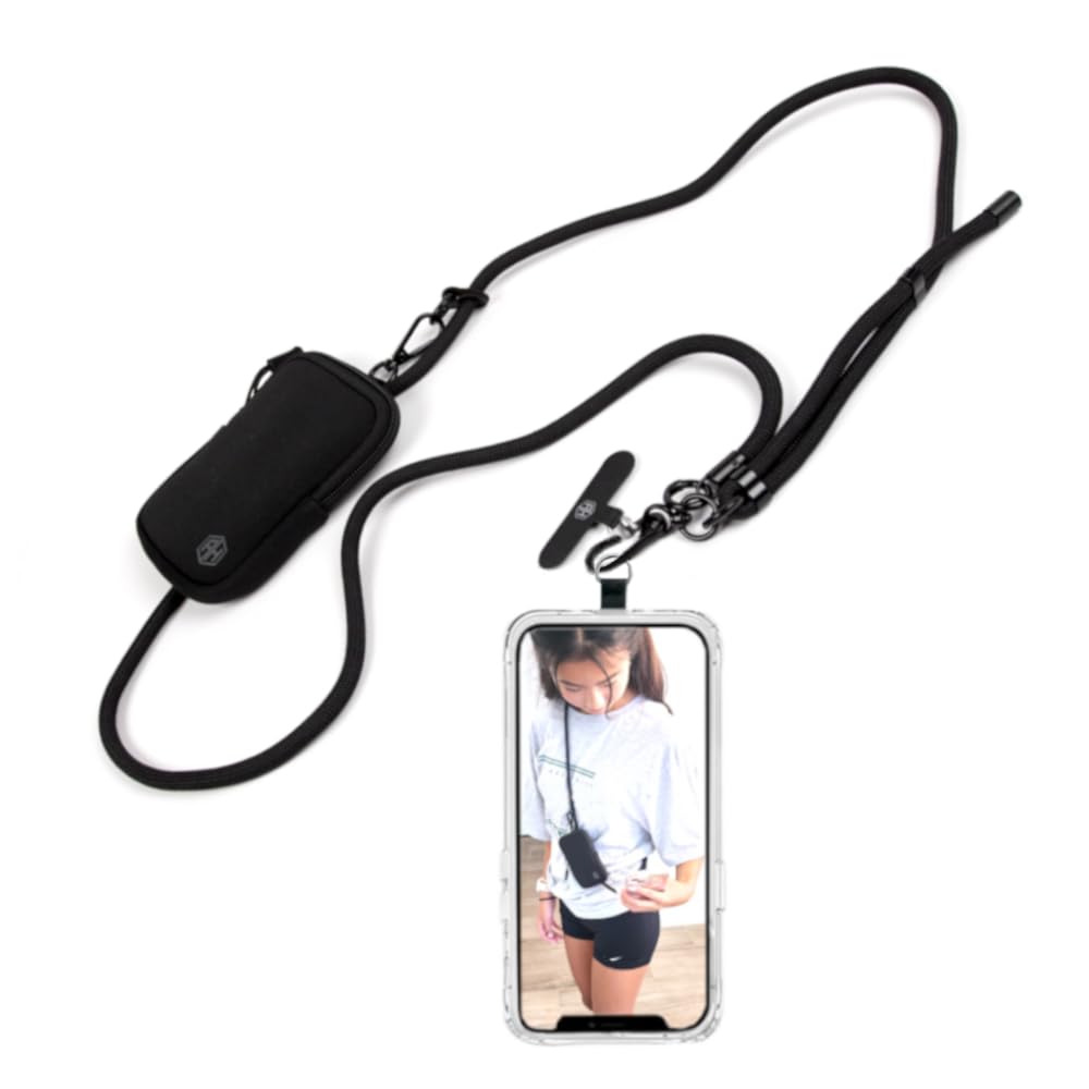AH Phone Lanyard Crossbody with 2 Phone Tabs, Adjustable Anti Theft Phone Strap for All Phones, Metal Buckles, Skin-Friendly, Universal Cell Phone