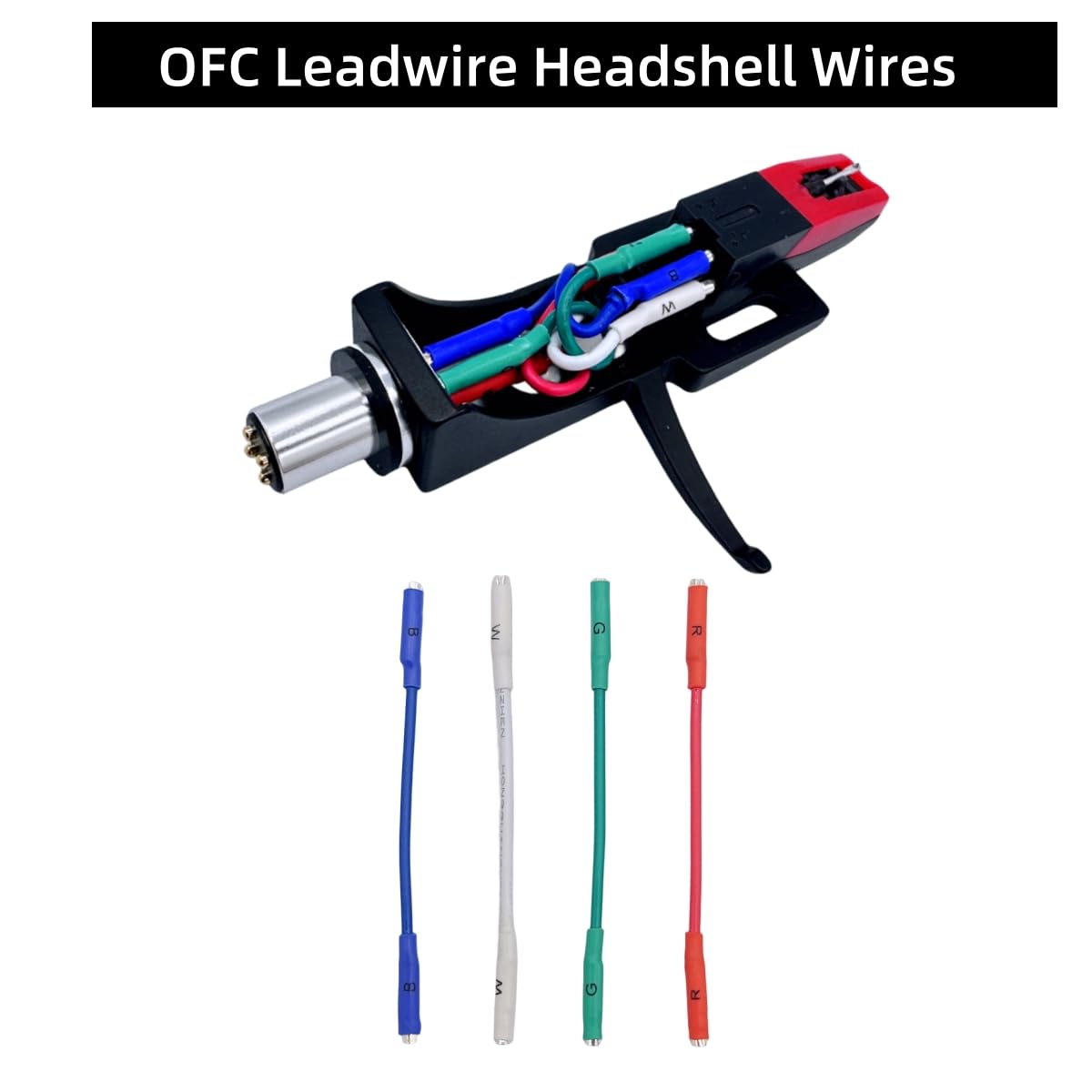 KOMITASUI OFC Leadwire Turntable Headshell Wires, Silver-Plated Connectors Headshell Litz Wire for Turntable Vinyl Record Player