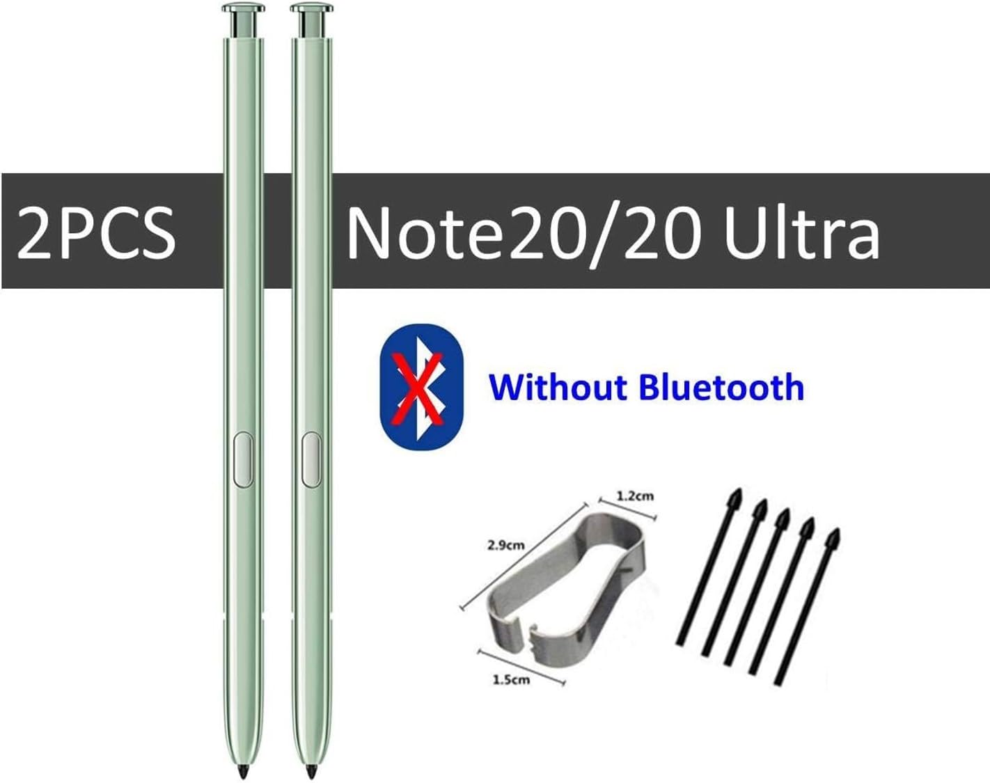2PCS Galaxy Note 20 Stylus Pen Replacement (Without-Bluetooth) for Samsung Galaxy Note 20 Ultra S Pen + Replacement Tips (Green)