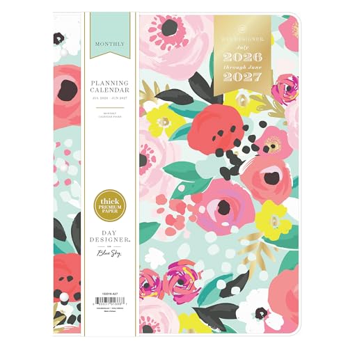 Blue Sky 2026-2027 Monthly Academic Planner, 8.5"x11", Secret Garden Mint