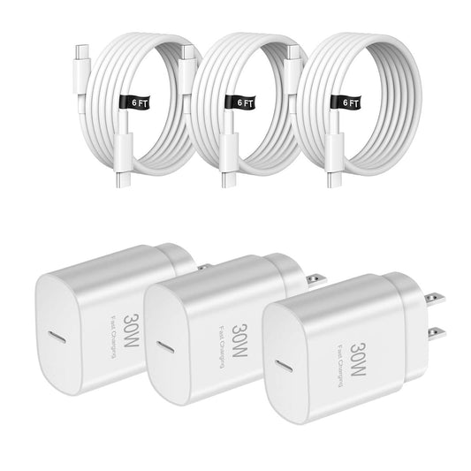 USBC Charger Block? 3 Pack 30W Type C Charger Fast Charging with 6FT USB C Charger Cord?for i Phone 17/17 Pro/17 Pro Max/Air/16/16 Pro/16 Pro