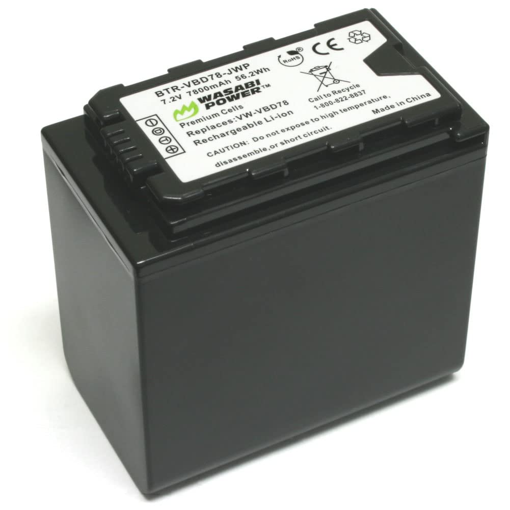 Wasabi Power 7800mAh Battery (2-Pack) & Charger for Panasonic VW-VBD58, VW-VBD78, AG-VBR89G and Panasonic AG-3DA1, AG-DVC30, AG-DVX200, AG-HPX255