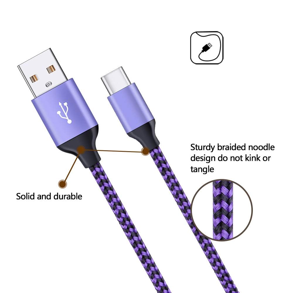 USB Wall Charger Block Phone Power Adapter Charging Brick Plug with 2Pack 6Ft Type C Charger Cable for Samsung Galaxy S24 S23 FE S22 S21 S20 A15 Z