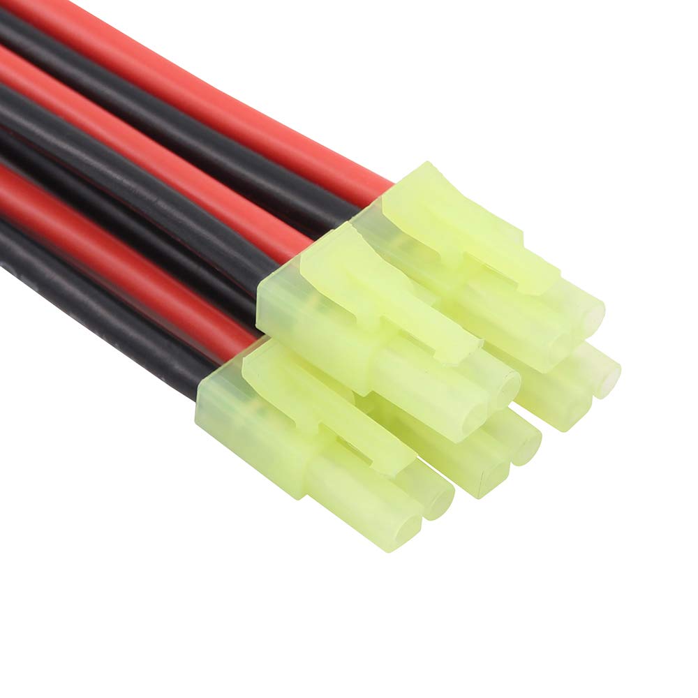 5pcs Compatible with Micro Mini-Tamiya Male Connector Adapters Wire with 10cm 14awg Silica Gel Cable(BDHI-48)
