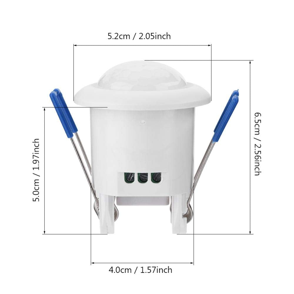 Automatic Infrared Motion Sensor with Time Delay, 360 ° Recessed, for Corridors, Bathrooms, Basements, Warehouses, Garages and Other Places,