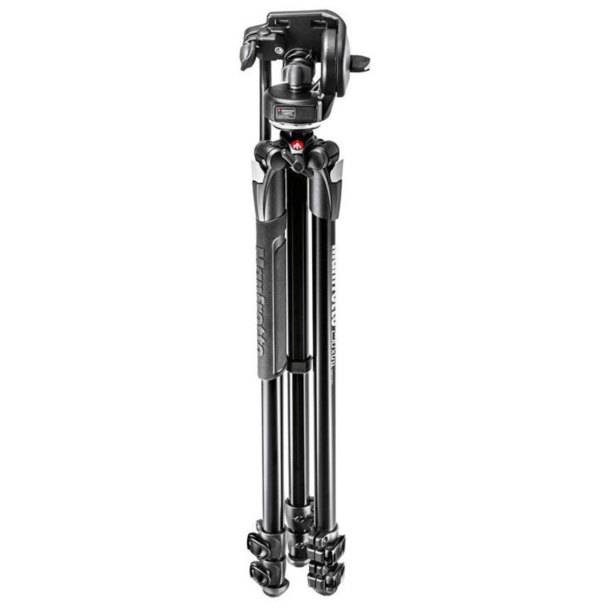 Manfrotto 290 Xtra Aluminum 3-Section Tripod Kit with Fluid Video Head (MK290XTA3-2WUS) Black
