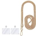 1 Set Golden Fashionable Metal Phone Chain Holder,Exquisite Universal Cell Phone Crossbody Neck Lanyard with Tether Pads Adjustable Phone Wrist Strap