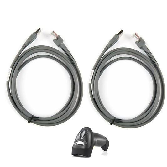 E-Simpo 2pcs LS2208 USB to RJ45 Cable 7ft 2mtr CBA-U01-S07ZAR Dura-Gray For Zebra Symbol Barcode Scanner Ls2208ap Ls1203 Ls4208 Ls4278 Ds6707 Ds6708