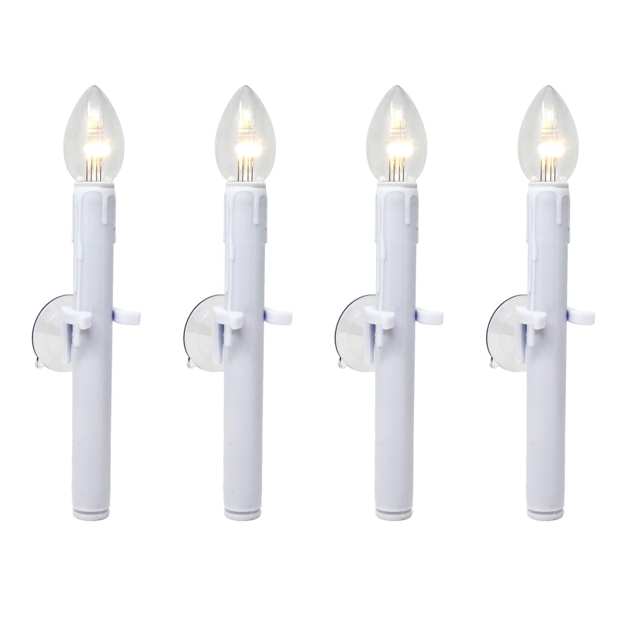 612 Vermont Ultra-Bright Battery Operated LED Window Candles with Timer and Suction Cups, Plastic Shatterproof Bulbs (VT-9134-R4-W, Pack of 4)