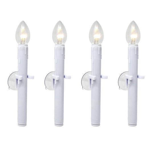 612 Vermont Ultra-Bright Battery Operated LED Window Candles with Timer and Suction Cups, Plastic Shatterproof Bulbs (VT-9134-R4-W, Pack of 4)