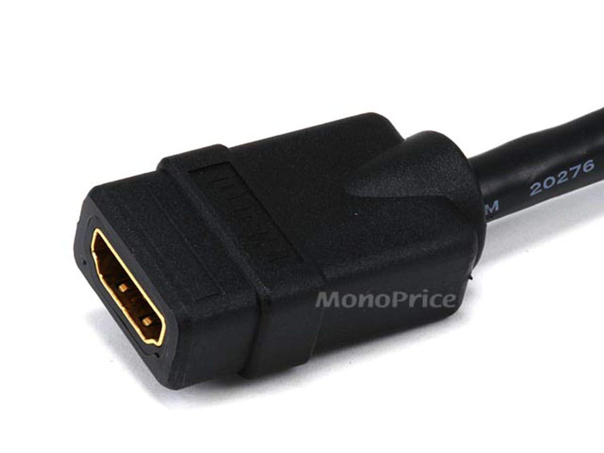 Monoprice 8inch 28AWG High Speed Male to Female HDMI&reg; Port Saver - Black