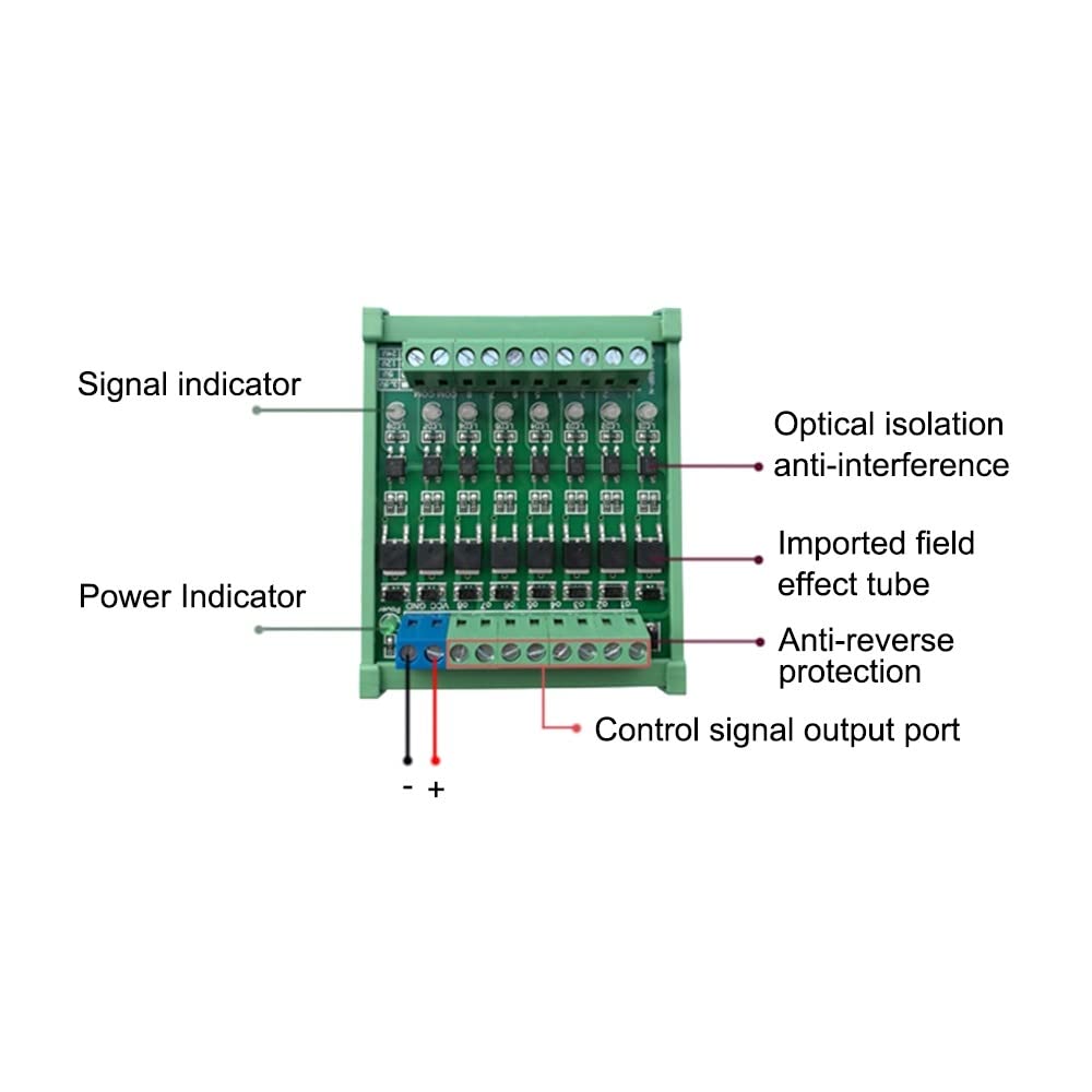 8-Channel PLC Amplifier Circuit Board, PLC Amplifier Circuit Board DC 3.3V/DC 5V Optocoupler Isolated Module