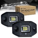 Tyger Auto Off-Road Vehicle Rack LED Flood Light Pods | 2-Pack | 6500K Day White | Wire to 12V or 24V | 9W Each | IP68 / IP69K Waterproof | Flat or 30