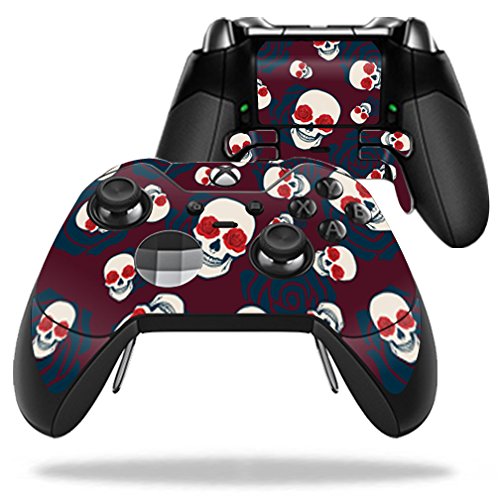 MightySkins Skin Compatible with Microsoft Xbox One Elite Controller - Skulls N Roses | Protective, Durable, and Unique Vinyl wrap Cover | Easy