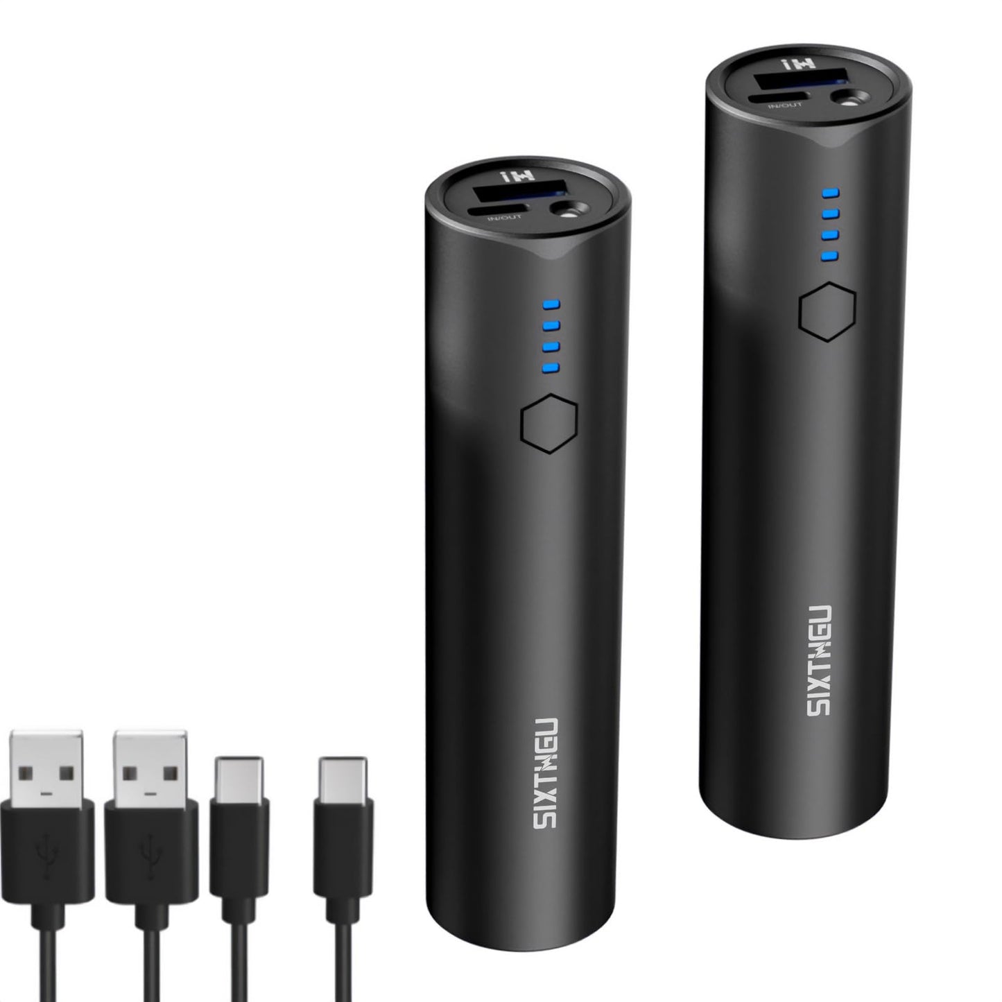 SIXTHGU Portable Charger, 5000mAh Mini Power Bank, S03 2-Pack Pocket Size Fast Charging USB-C (in&Out), PowerNano, Compatible with iPhone Series
