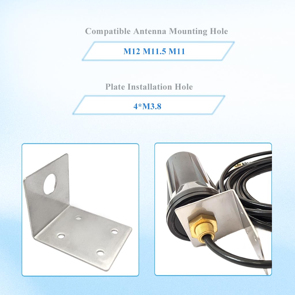 Maswell L Bracket Antenna Mount Stainless Steel Bracket M12 spirally mounts for Cellular Trucker Tail Camera Antenna Outdoor Waterproof
