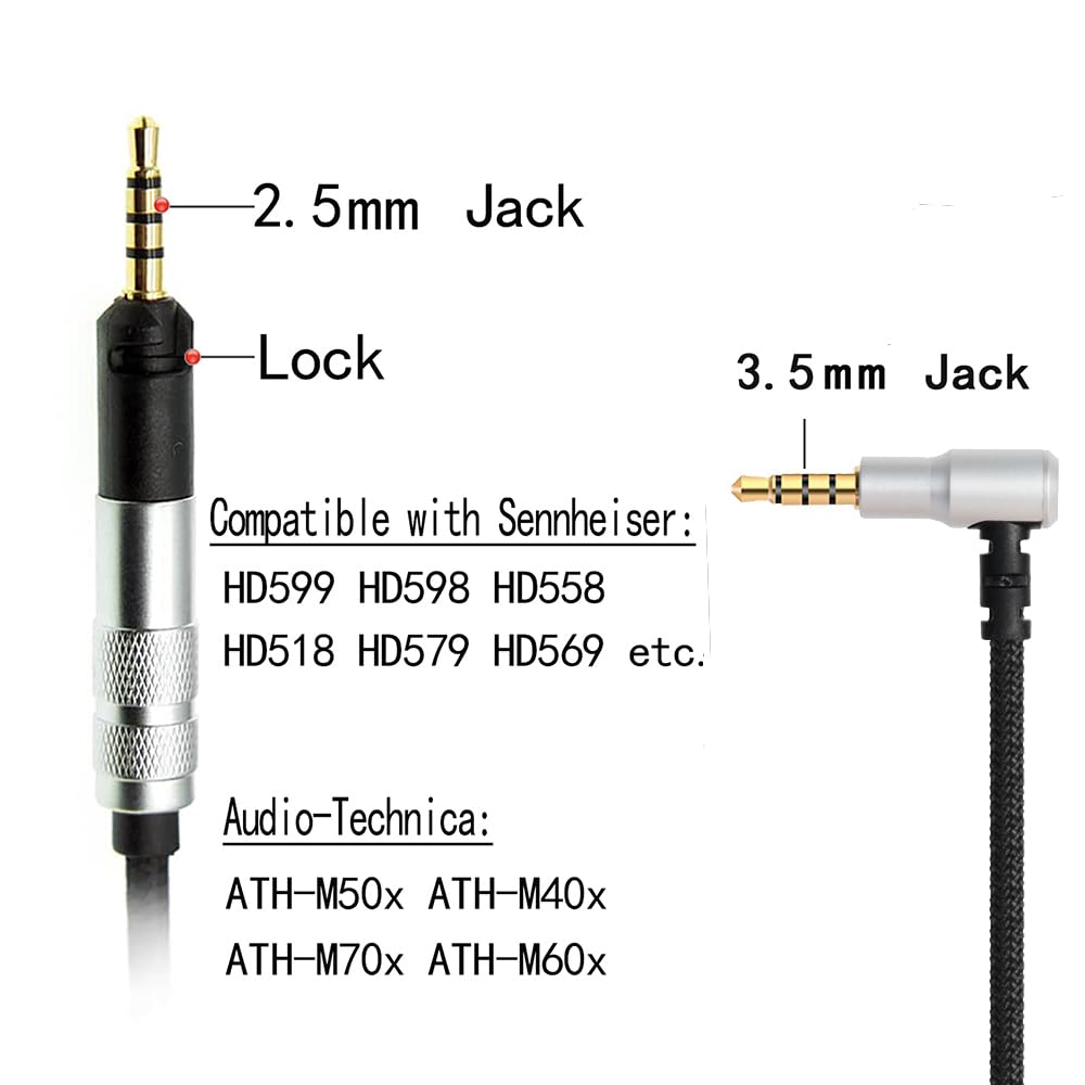 V-MOTA HD598 Cable Cord Compatible with Sennheiser HD 598 SE/CS/SR HiFi,HD 518 558 569 579 595 599,HD400 Pro,HD2.30 Headphones 1.25 Meters / 4.1 feet…