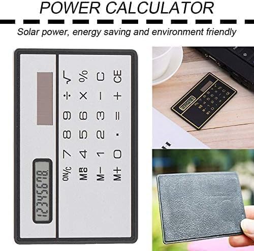 2Pcs 8 Digit Silver and Black Ultra Thin Solar Power Calculator with Touch Screen Credit Card Design Portable Mini Calculator for Business School