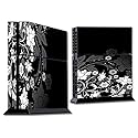 Skin Decal Vinyl Wrap for PS4 Sony Playstation Console (skins only) / Black Floral Pattern