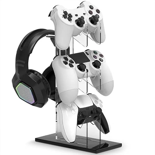 GUQIANLU Game Controller Enhance Gaming with A 3 Tier Controller Holder & Headset Stand for PS5, PS4, Xbox ONE, Switch, & STEAM. Create A Gaming