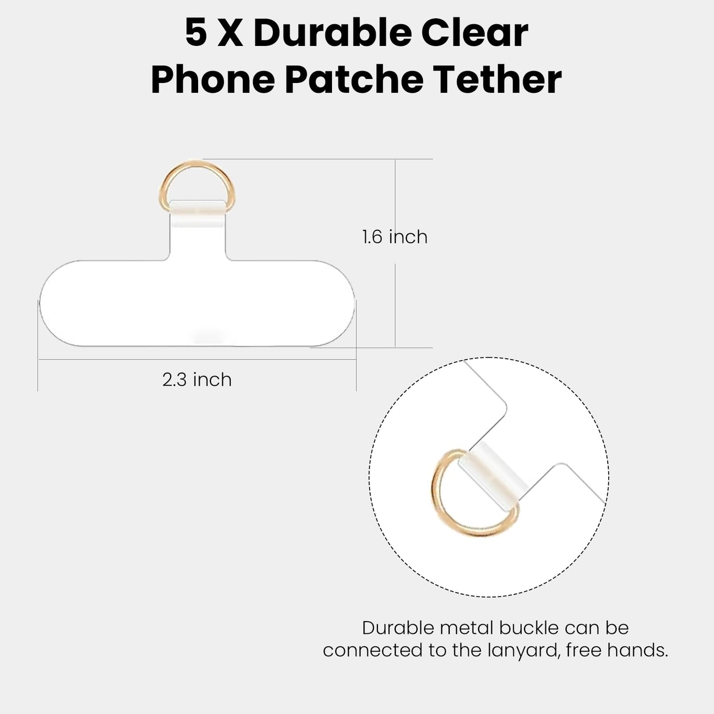 Casecond Phone Tether Tab 5 Pcs Universal Phone Lanyard Case Patch Without Adhesive with 1 Pc Spring Ring Phone Lanyard Replacement Part Pad with Cell