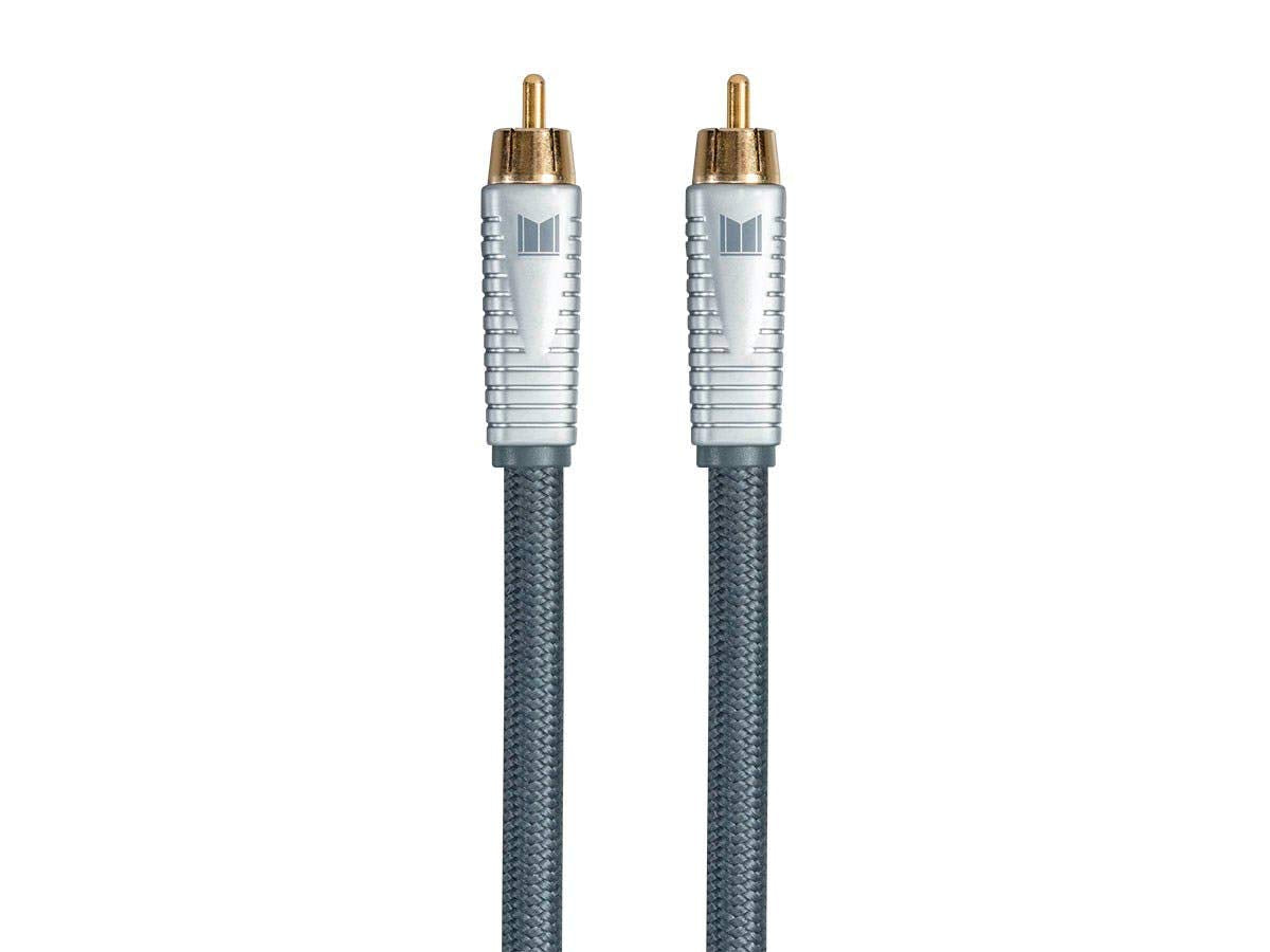 Monolith RCA Cable - 24K Gold Plated Connectors, AL foil, OFC Copper Braided Shield, 3 Feet, Silver