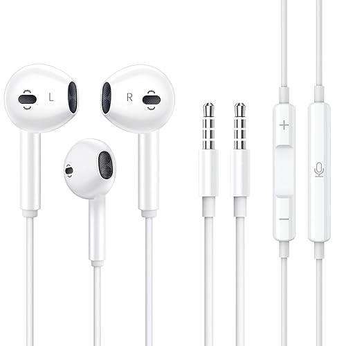 2 Pack Wired Earbuds [Apple MFi Certified] Headphones Earphones with 3.5mm Wired in Ear Headphone Plug (Built-in Microphone & Volume Control)