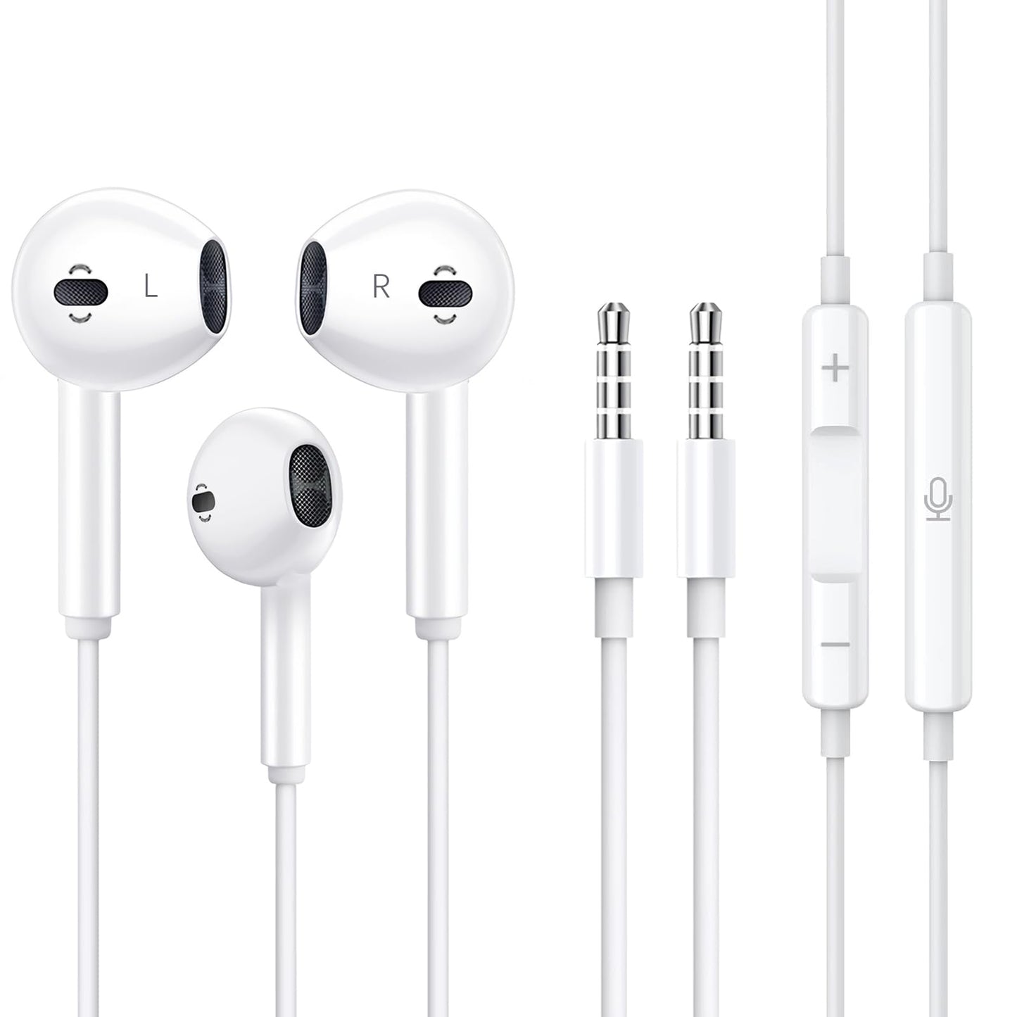 2 Pack Wired Earbuds [Apple MFi Certified] Headphones Earphones with 3.5mm Wired in Ear Headphone Plug (Built-in Microphone & Volume Control)