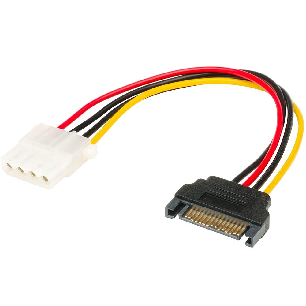 Akasa SATA to 4-pin Molex Adapter | Converts 15-pin SATA PSU Power to 4-pin PSU Molex Connector | SATA to Molex Power Cable Adapter | 15cm |