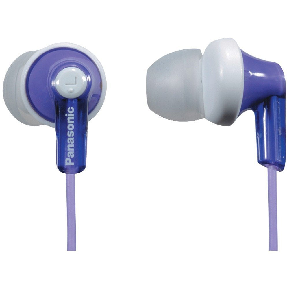 Panasonic ErgoFit In-Ear Earbud Headphones RP-HJE120-V (Purple) Dynamic Crystal Clear Sound, Ergonomic Comfort-Fit,Violet
