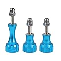 NovelGoal CNC Aluminum Long Short Thumb 3pcs Knob Bolt Nut Adapter Screws Compatible with Go-pro Hero 8 7 6 5 4 Connector (Blue)
