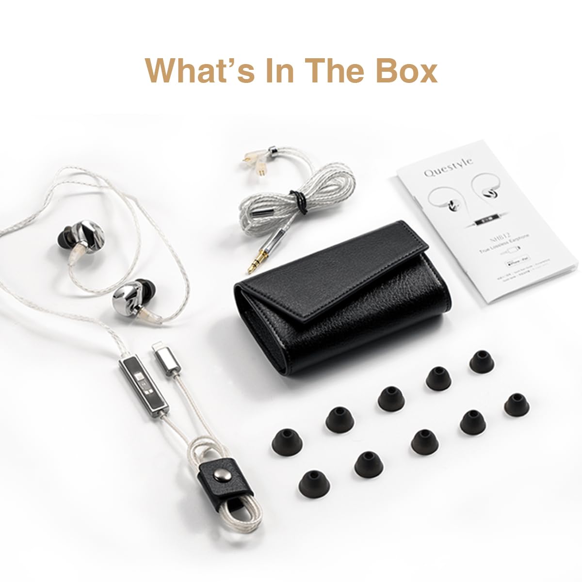 Questyle NHB12 Wired Earbud for iPhone with Headphone Amps [Apple MFi Certified] True Lossless in-Ear Earphones with Lightning Connector 192kHz…