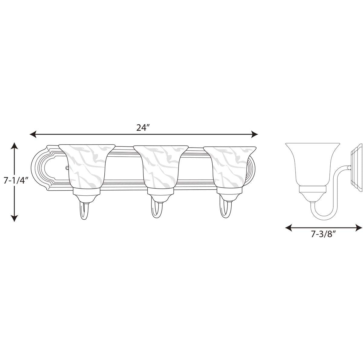 Progress Lighting P3053-09 Alabaster Glass Bath & Vanity, 24-Inch Width x 7-1/4-Inch Height, Brushed Nickel