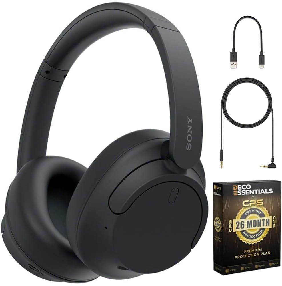 Sony WH-CH720N/B Wireless Noise Cancelling Headphone Black Bundle with Deco Essentials CPS Exclusive 26 Month Protection Pack