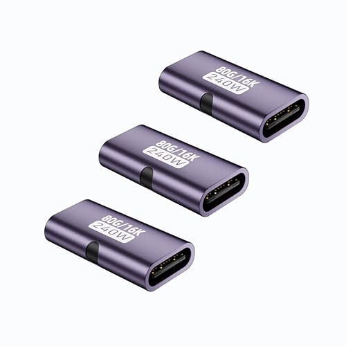 rgzhihuifz USB C Female to Female Adapter Type C Coupler with PD 240W 40 Gbps 8K/60hz Video Compatible for Thunderbolt 4/3, MacBook Pro/Air, Laptop…