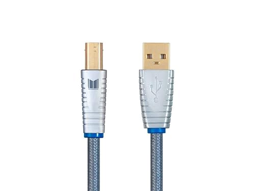 Monolith USB Digital Audio Cable - USB Type-A to USB Type-B, Gold-Plated Connectors, 22AWG, 2 Meter, Gray