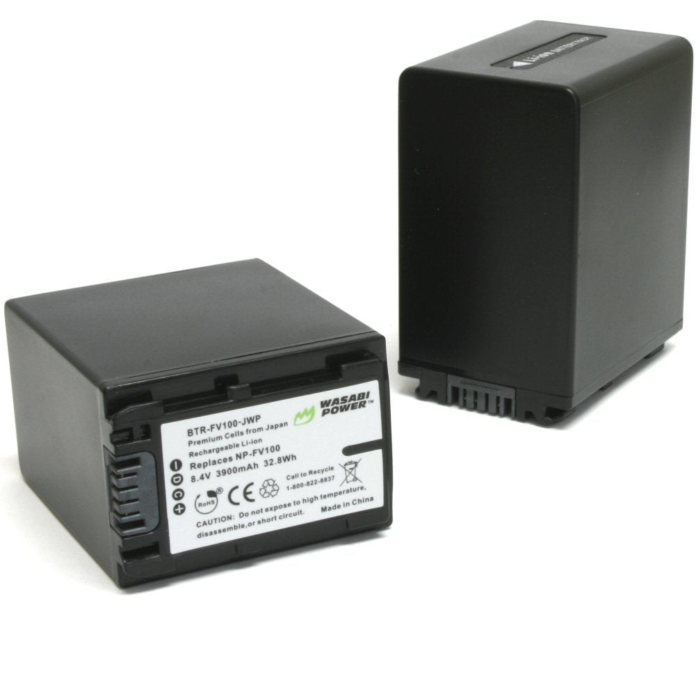 Wasabi Power Battery (2-Pack) and Charger for Sony NP-FV100 and Sony DCR-SR15, SR21, SR68, SR88, SX15, SX21, SX44, SX45, SX63, SX65, SX83, SX85