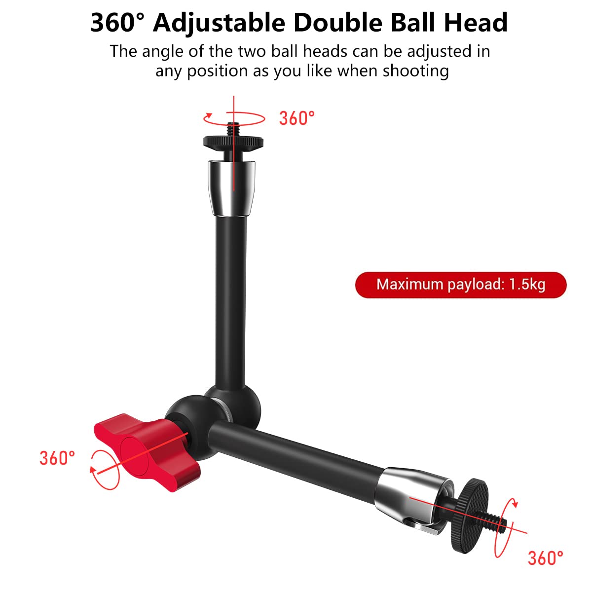 TOAZOE 11 Inch Adjustable Articulating Friction Magic Arm & Super Clamp Set Compatible with Field Monitor, Video Light, Fill Light
