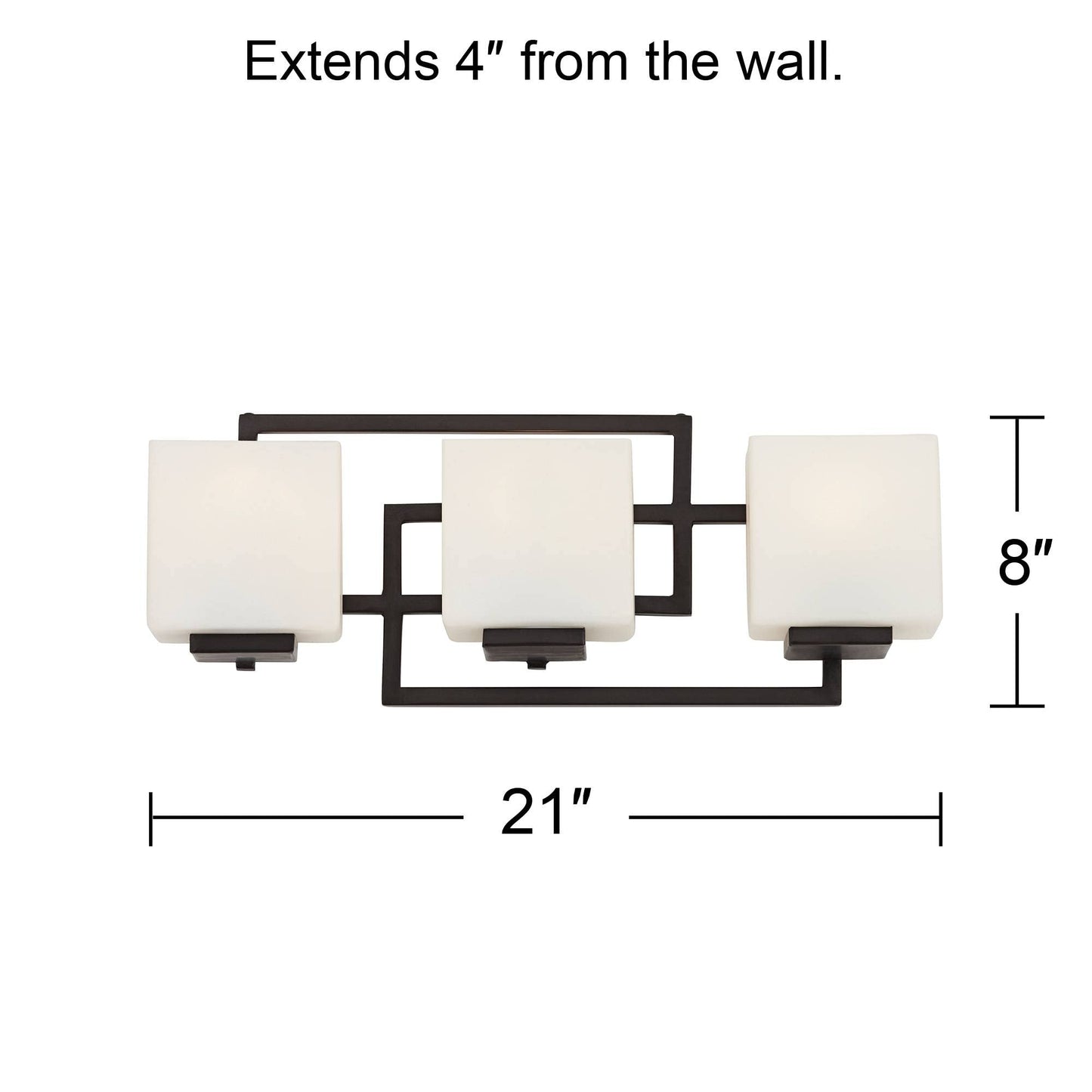 Possini Euro Design Lighting on the Square Modern Wall Mount Light Bronze Metal Hardwired 21" Wide 3-Light Fixture Geometric Opal Glass Shades
