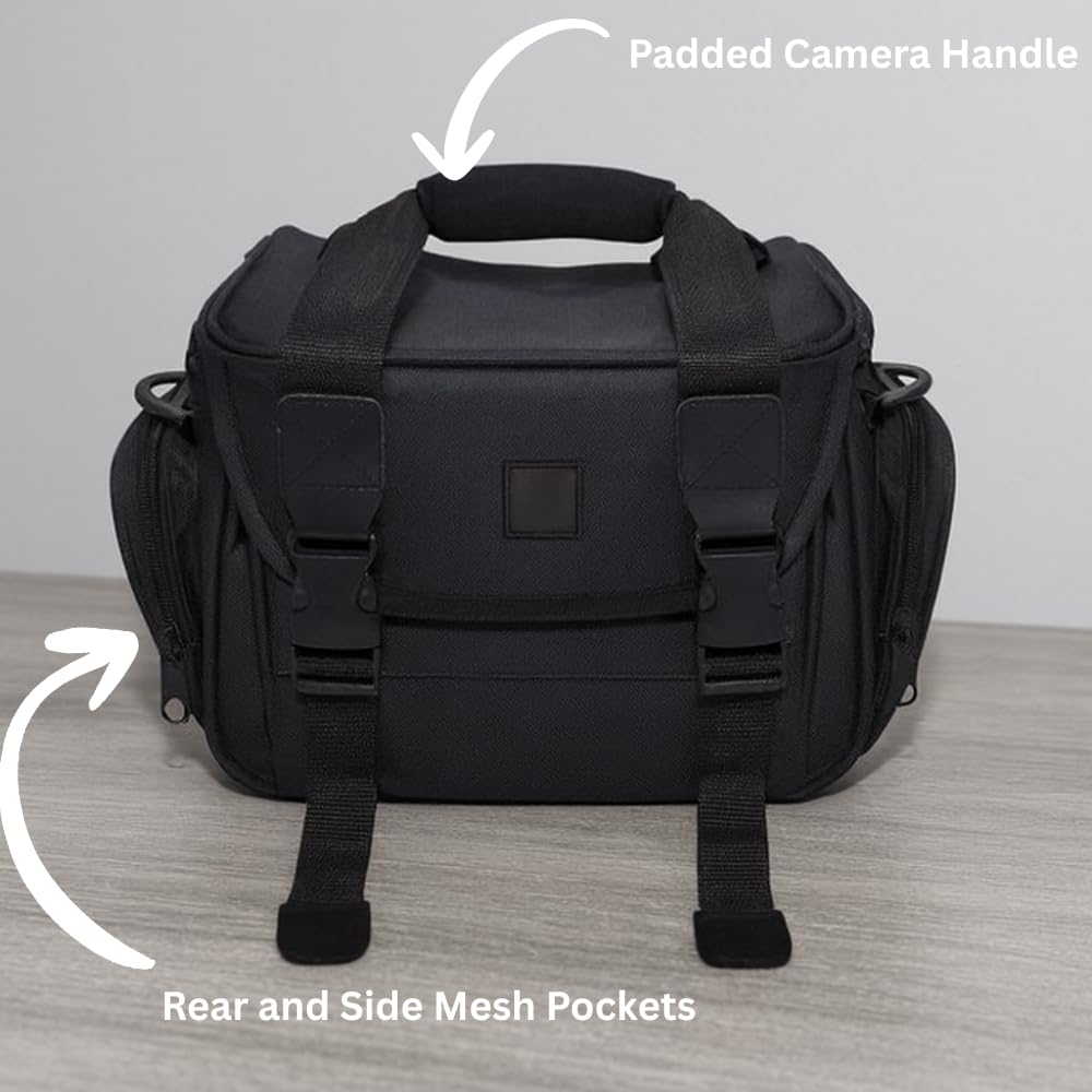 eCostConnection Extra Large Camera Bag Fully Padded Gadget Case with Dual Buckles for Sony,Nikon, Canon, Olympus, Pentax, Panasonic, Samsung & Many