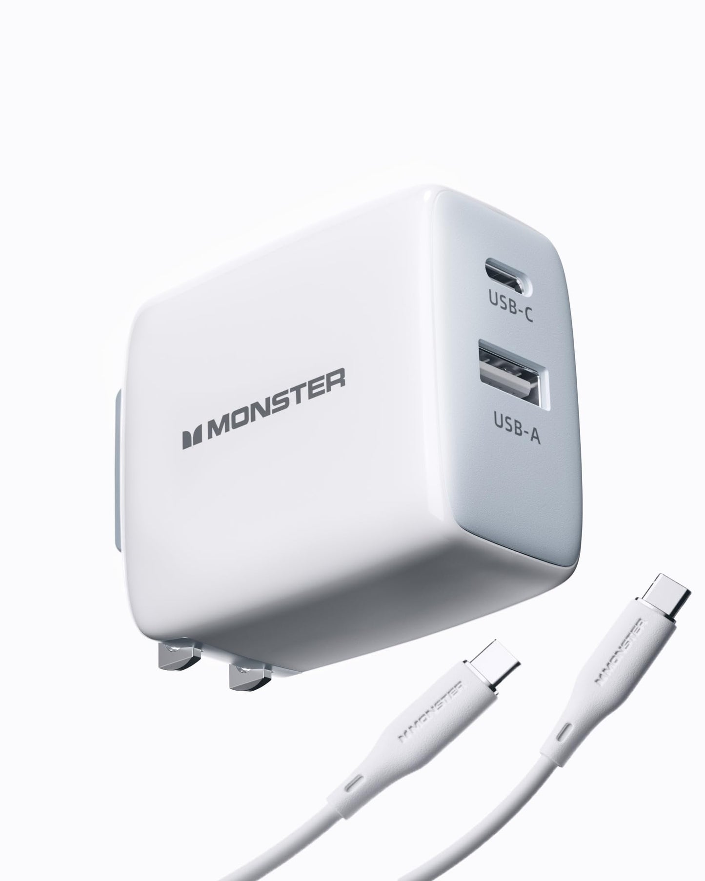 Monster 65W USB C Charger Block, PPS 2-Port, Foldable GaN Fast Charger, Heat-Free Ensure Security for iPhone 16 Pro Max/15/14, iPad, MacBook, Samsung