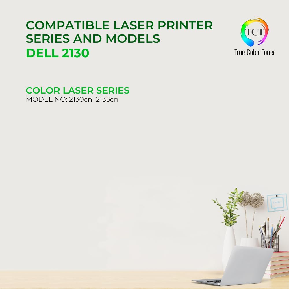 TCT 2130 Black Toner Cartridge 2 Pack - Compatible Replacement for Dell 3301436 330-1436 2130K Black Works with Dell 2130 2130CN 2135CN Printers