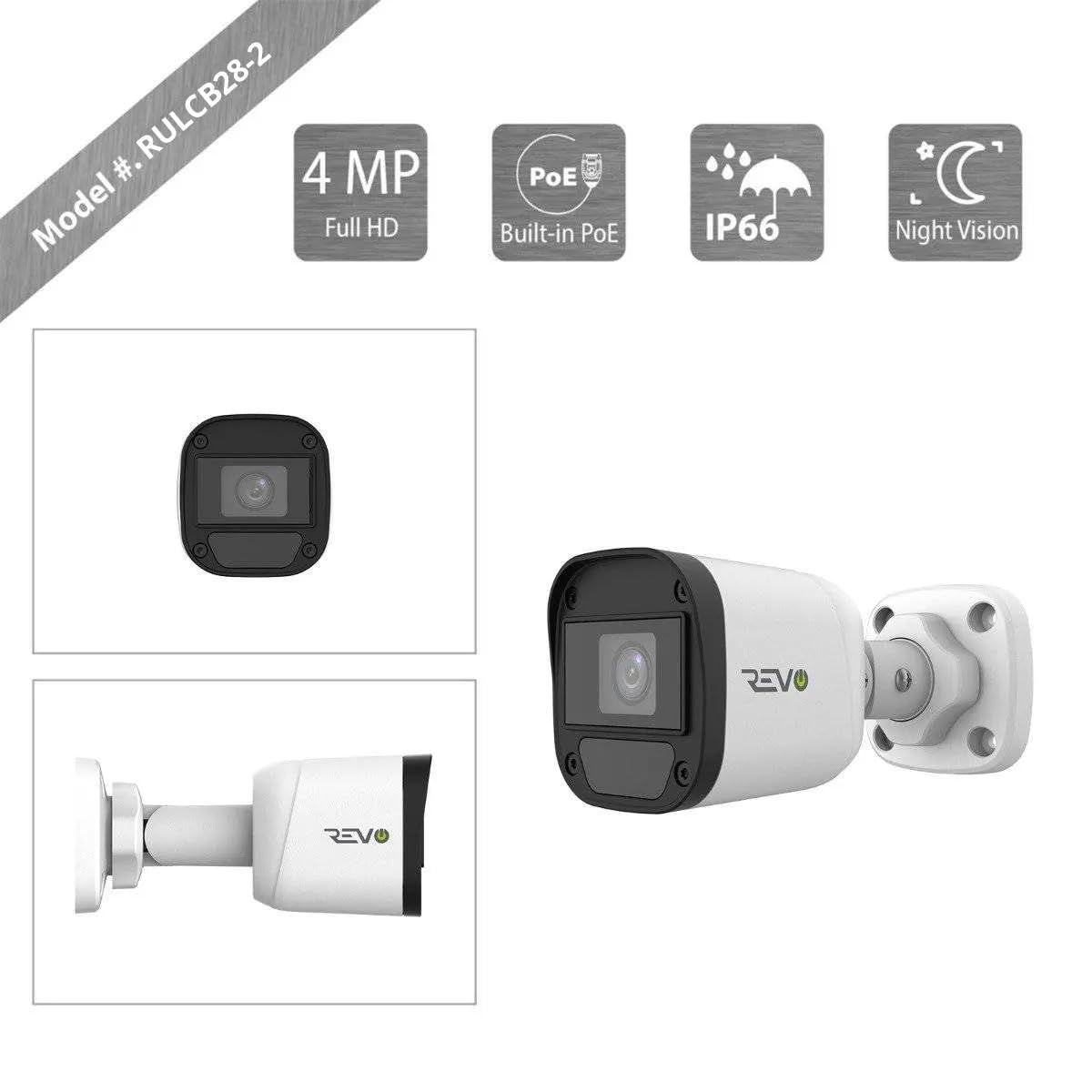 REVO America Ultra 16 Ch. 2TB HDD IP NVR Video Surveillance System, 8 x 4MP IP Bullet Cameras - Remote Access via Smart Phone, Tablet, PC & MAC, Black