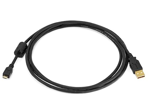 Monoprice 6-Feet USB 2.0 A Male to Micro 5pin Male 28/24AWG Cable with Ferrite Core (Gold Plated) (105458),Black
